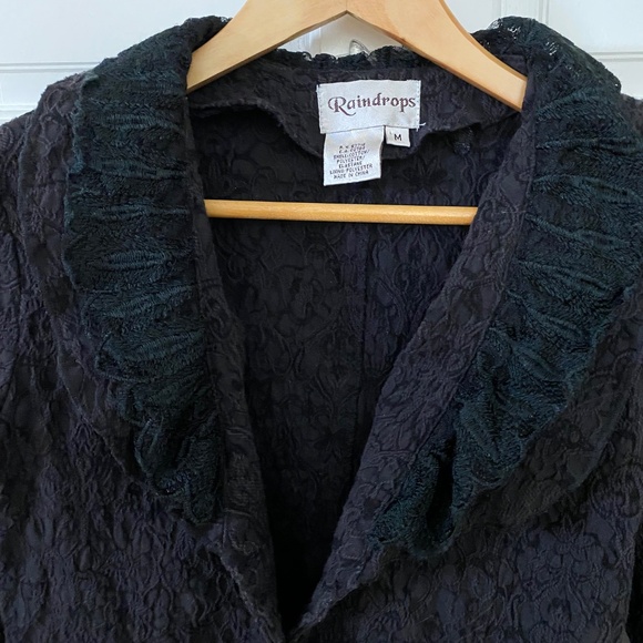 Vintage Style Jacket - Gothic Lace Blazer, Black, Victorian Steampunk Ruffle - Picture 4 of 12